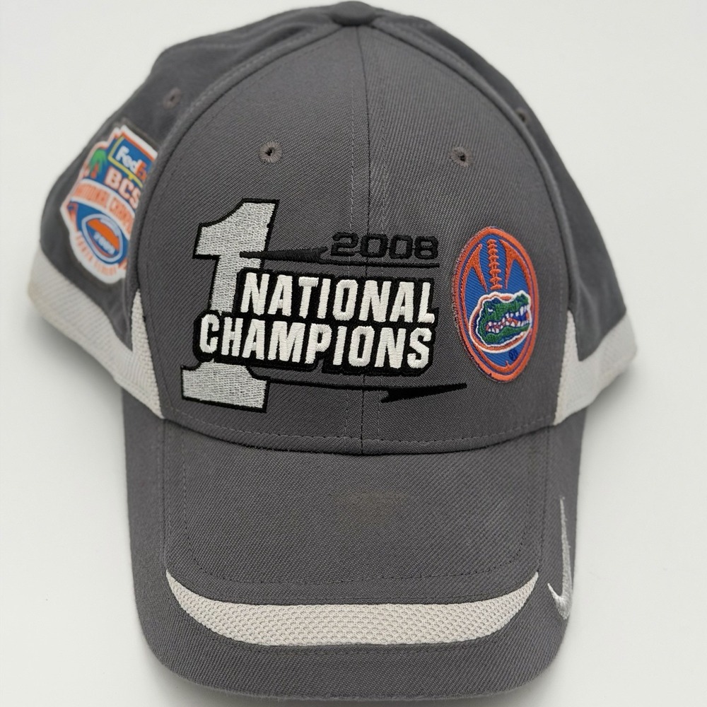 Nike Florida Gators 2008 National Champions Grey Cap Hat Adjustable Strap Fits